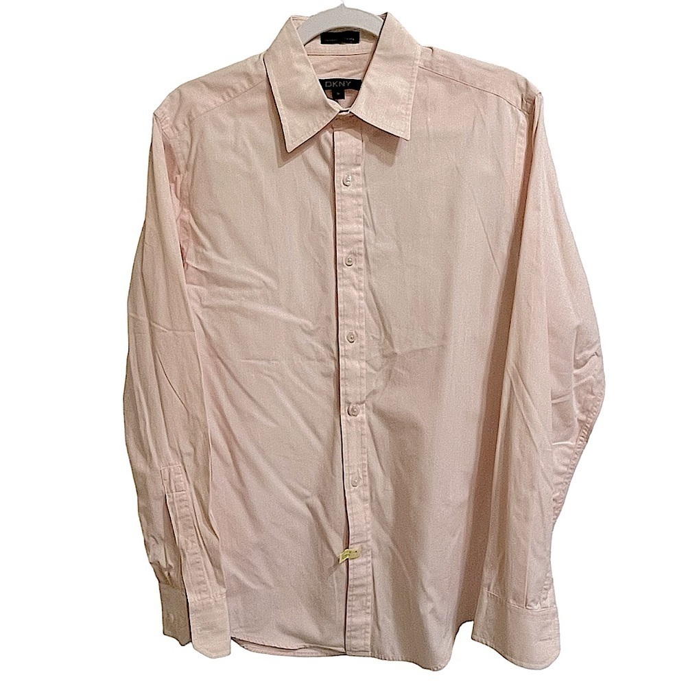 DKNY Pink Cotton Button Down Shirt Long Sleeves Menswear Workwear Size M